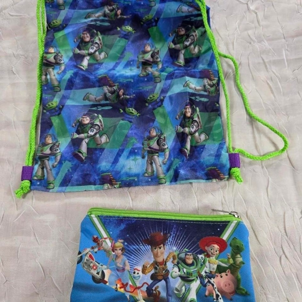 Disney Pixar Toy Story Buzz Lightyear Drawstring Backpack and Pouch Set Kids